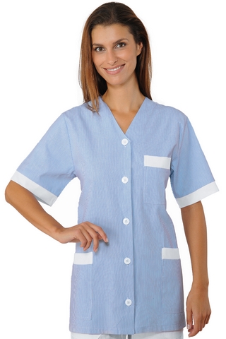 CASACCA DACCA RIGATINO AZZURRO 100 % COTTON