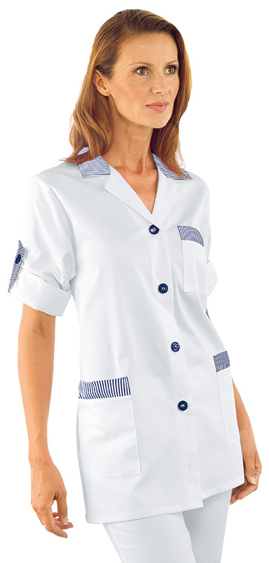 CASACCA YORK BIANCO+R.BLU 65% POLYESTER 35% COTTON