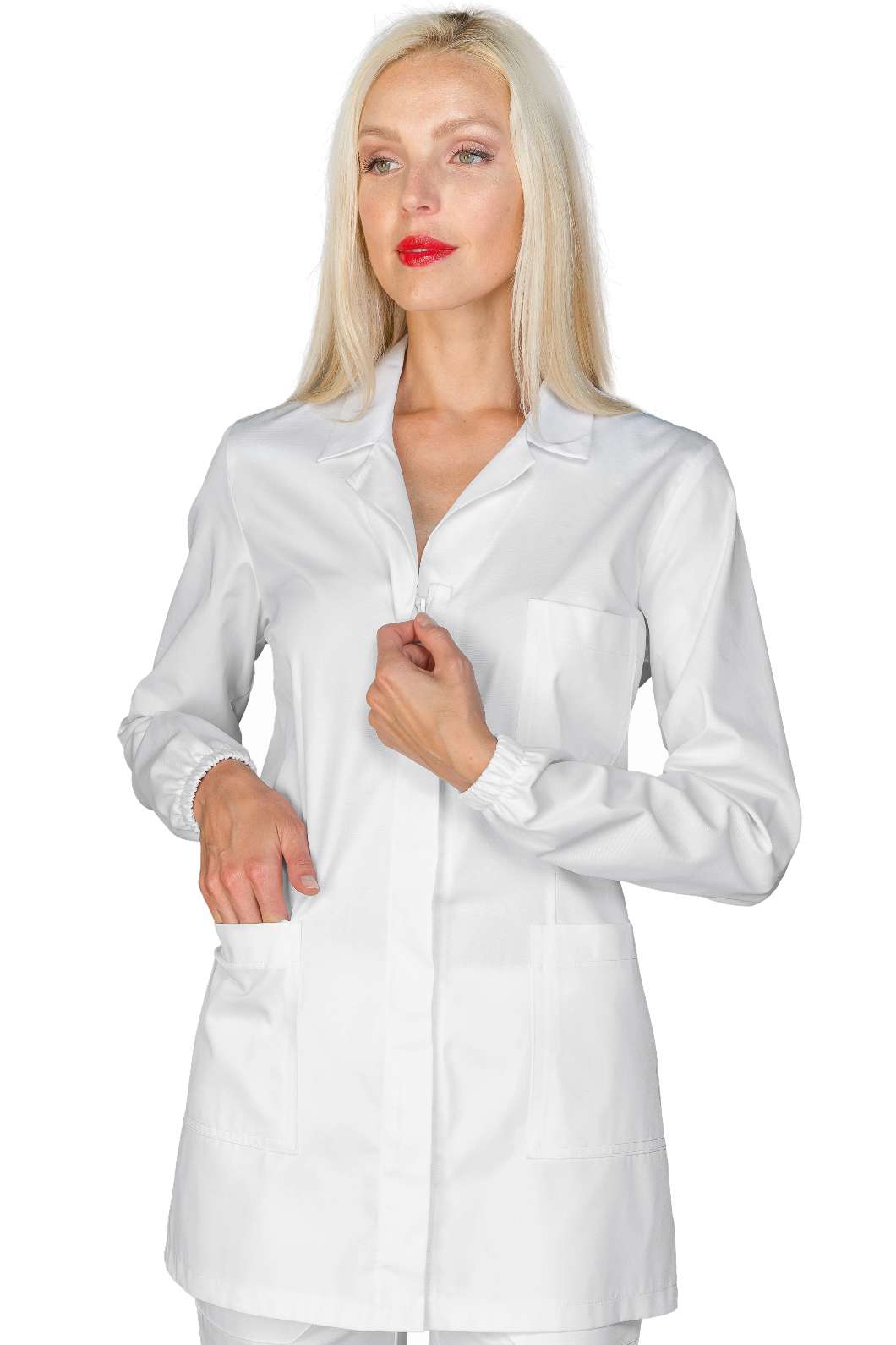CASACCA ATENE BIANCO ZIP 65% POLIESTER 35% COTON