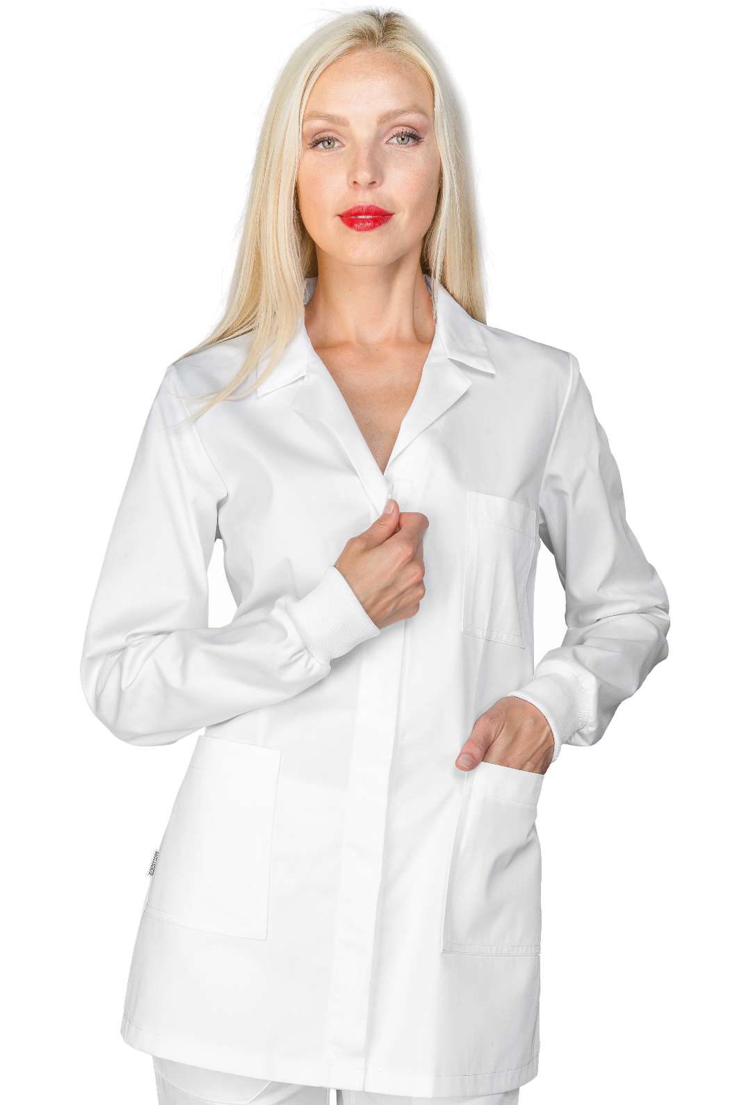 CASACCA ATENE BIANCO ZIP POLSI IN MAGLIA 65% POLIESTER 35% COTON