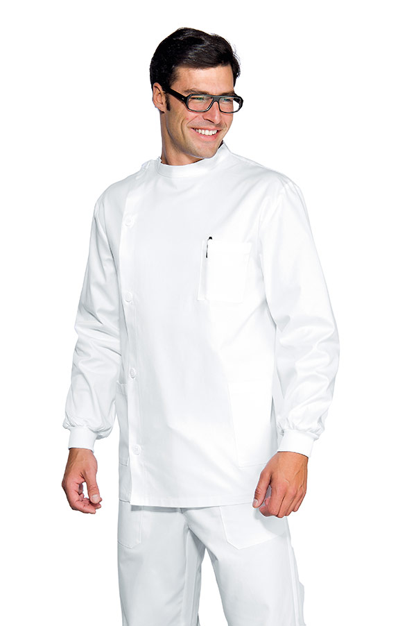 CASACCA DENTISTA POLSI IN MAGLIA BIANCO 100 % COTTON