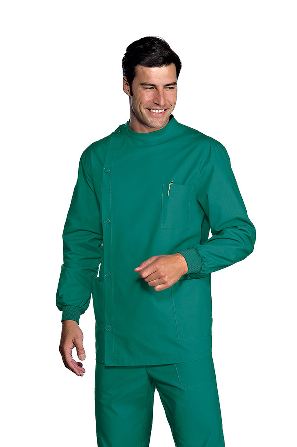 CASACCA DENTISTA POLSI IN MAGLIA VERDE 100 % COTTON
