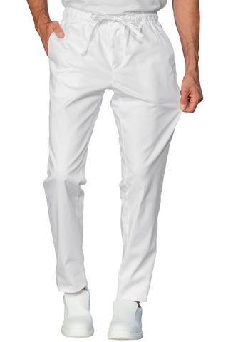 PANTALONE SUPER STRETCH SLIM ZIP UNISEX BIANCO 97% COTTON 3% SPANDEX