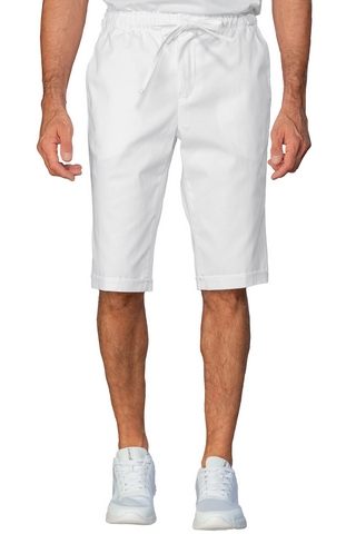 PANTALONCINO SUPER STRETCH SLIM ZIP UNISEX BIANCO 97% COTTON 3% SPANDEX