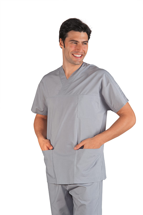 CASACCA COLLO A V GRIGIO UNISEX 65% POLYESTER 35% COTTON