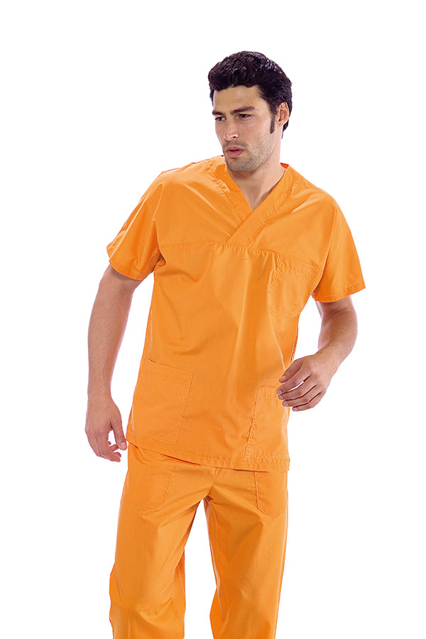 CASACCA COLLO A V ALBICOCCA UNISEX 65% POLYESTER 35% COTTON
