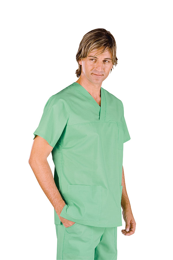CASACCA COLLO A V VERDINO UNISEX 100 % COTTON