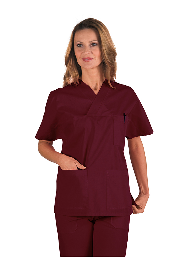 CASACCA COLLO A V BORDEAUX UNISEX 65% POLYESTER 35% COTTON