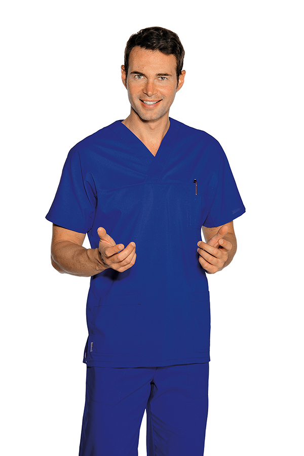 CASACCA COLLO A V BLU CINA UNISEX 65% POLYESTER 35% COTTON