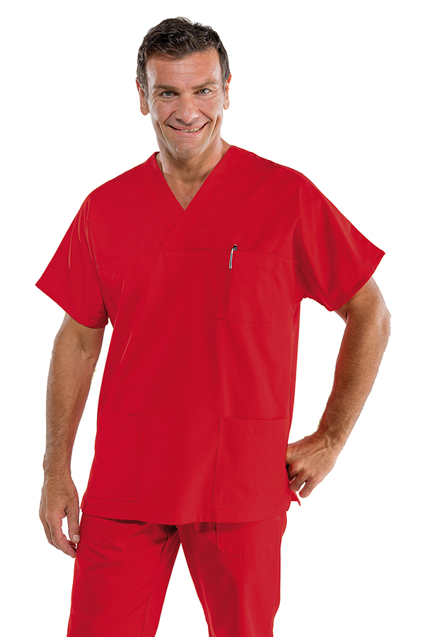 CASACCA COLLO A V ROSSO UNISEX 65% POLYESTER 35% COTTON