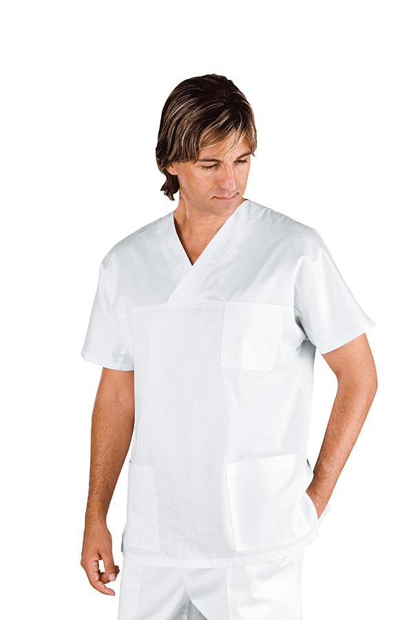 CASACCA COLLO A V BIANCO UNISEX 65% POLYESTER 35% COTTON