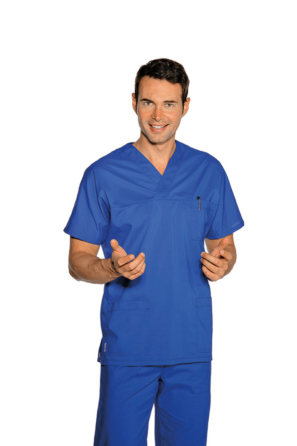 CASACCA COLLO A V BLU CINA UNISEX 65% POLYESTER 35% COTTON