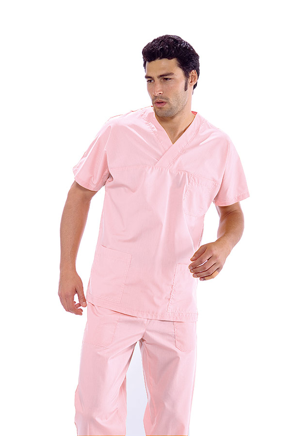 CASACCA COLLO A V ROSA UNISEX 65% POLYESTER 35% COTTON