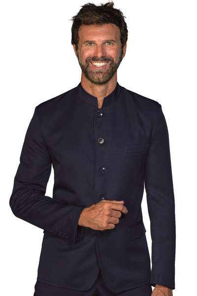 GIACCA RIAD BLU CON SPACCHI 100 % POLYESTER