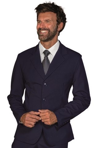 GIACCA CAMBRIDGE CON SPACCHI FODERATA BLU STRETCH LANA TG 64 54% POLYEST