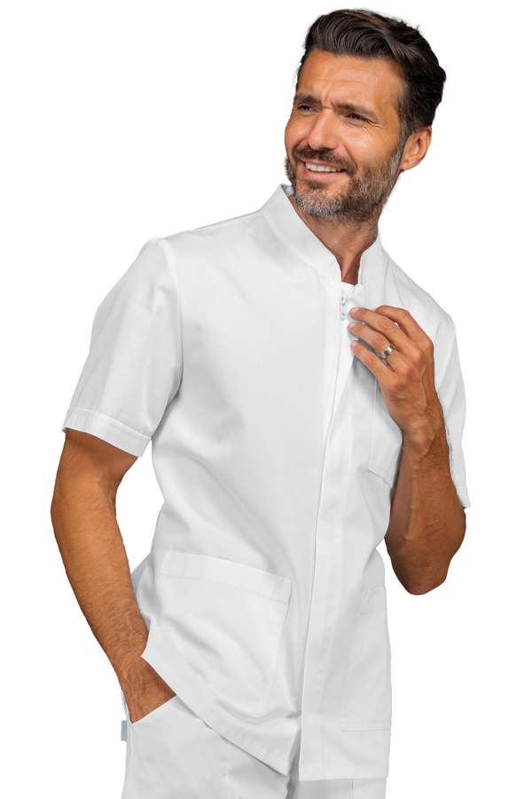 CASACCA CORFU' CON ZIP BIANCO M/M 65% POLYESTER 35% COTTON