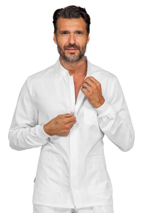 CASACCA CORFU' CON ZIP POLSI IN MAGLIA BIANCO 65% POLYESTER