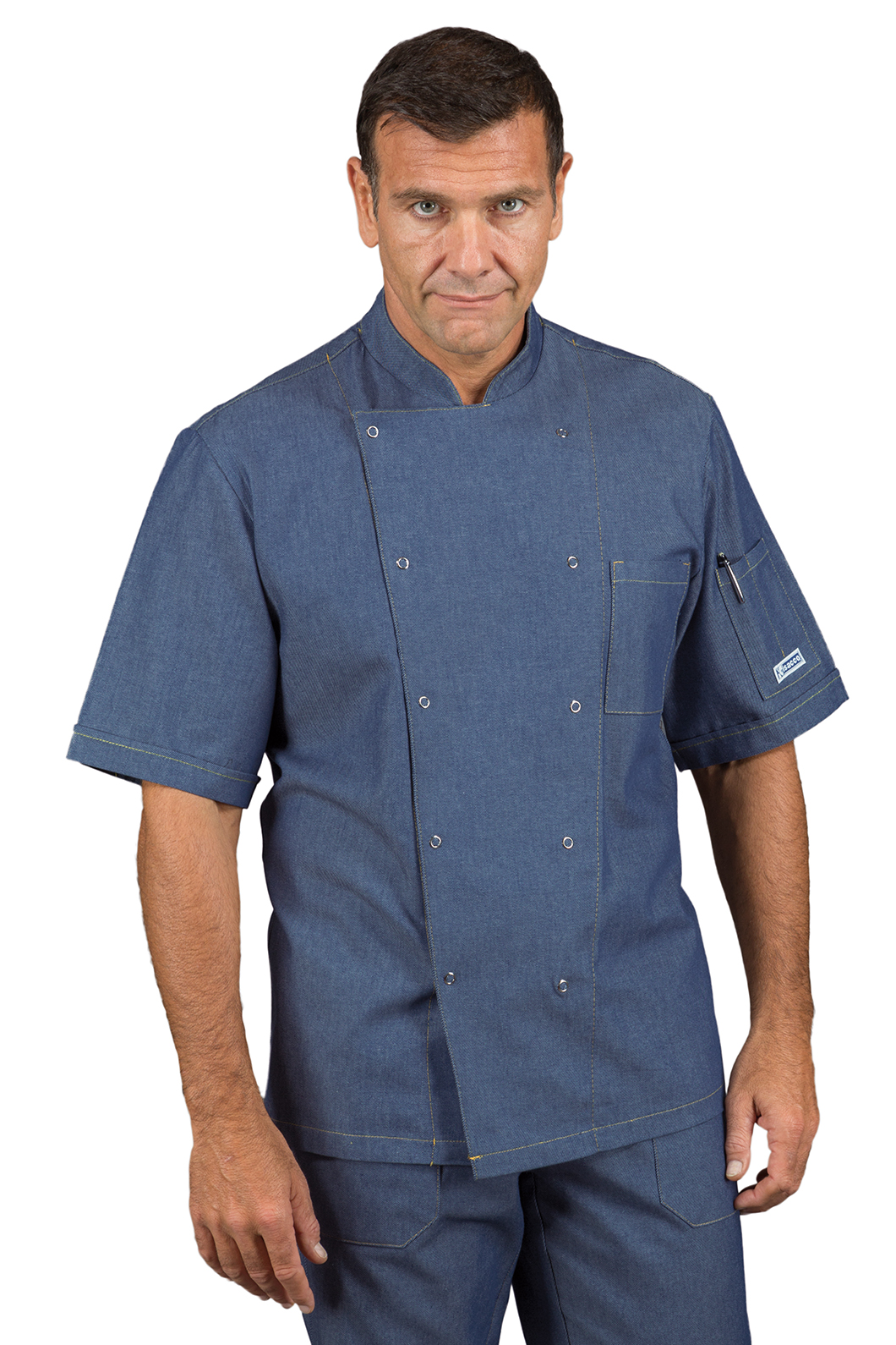 GIACCA CUOCO JEANS BOTTONI A PRESSIONE M/M 100 % COTTON