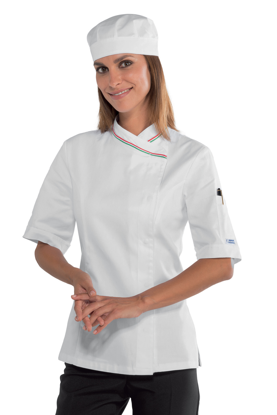 GIACCA LADY SNAPS MEZZA MANICA BIANCO+TRICOLORE 100 % COTTON