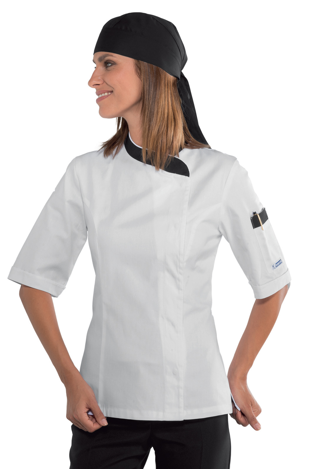 GIACCA LADY SNAPS MEZZA MANICA BIANCO+NERO 100 % COTTON