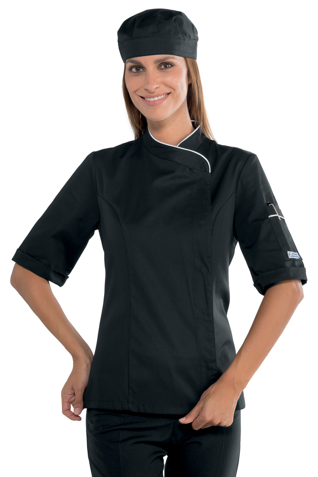 GIACCA LADY SNAPS MEZZA MANICA NERO+BIANCO 65% POLYESTER 35