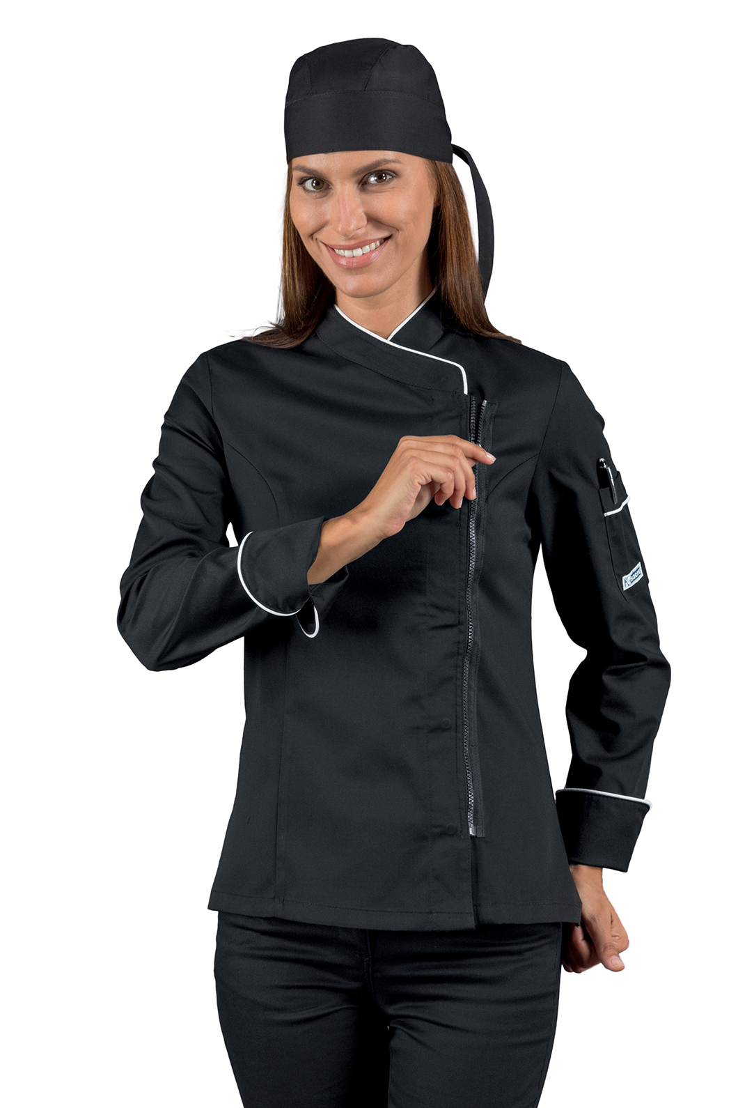 GIACCA LADY ZIP NERO+BIANCO 65% POLYESTER 35% COTTON