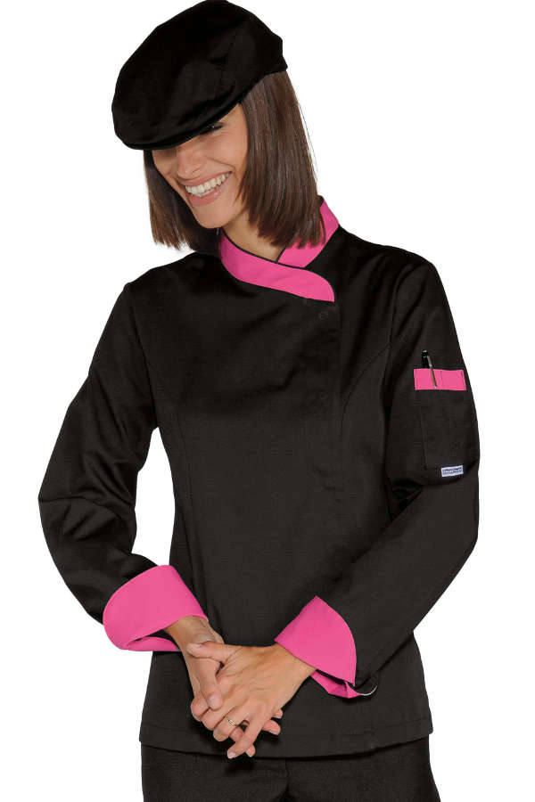 GIACCA LADY SNAPS NERO+FUXIA 65% POLYESTER 35% COTTON