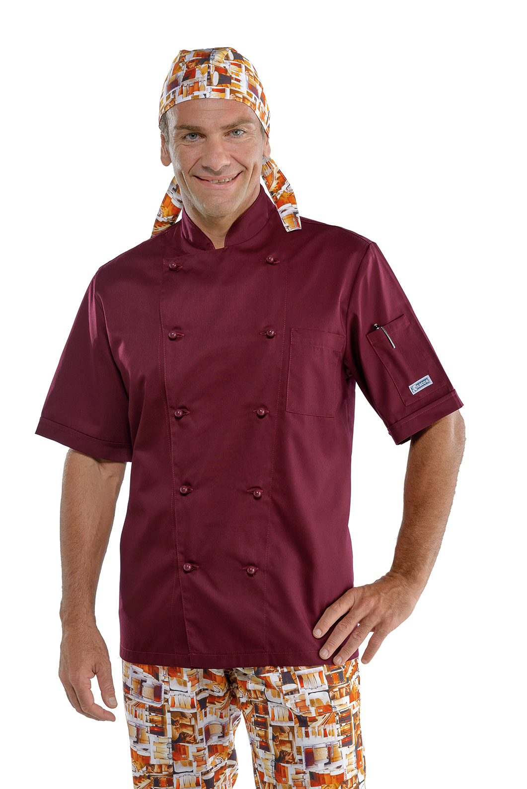 GIACCA CUOCO BORDEAUX MEZZA MANICA 65% POLYESTER 35% COTTON