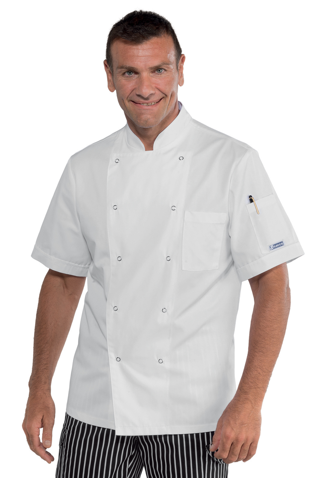 GIACCA CUOCO BOTTONI PRESSIONE MEZZA MANICA BIANCO 65% POLYE