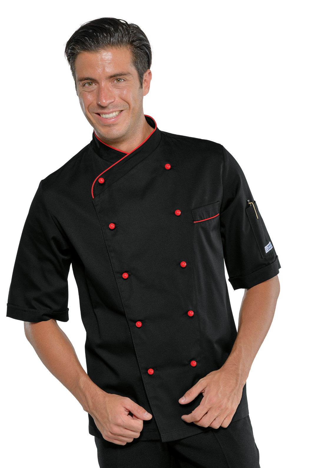GIACCA PANAMA SLIM MEZZA MANICA NERO + ROSSO 65% POLYESTER