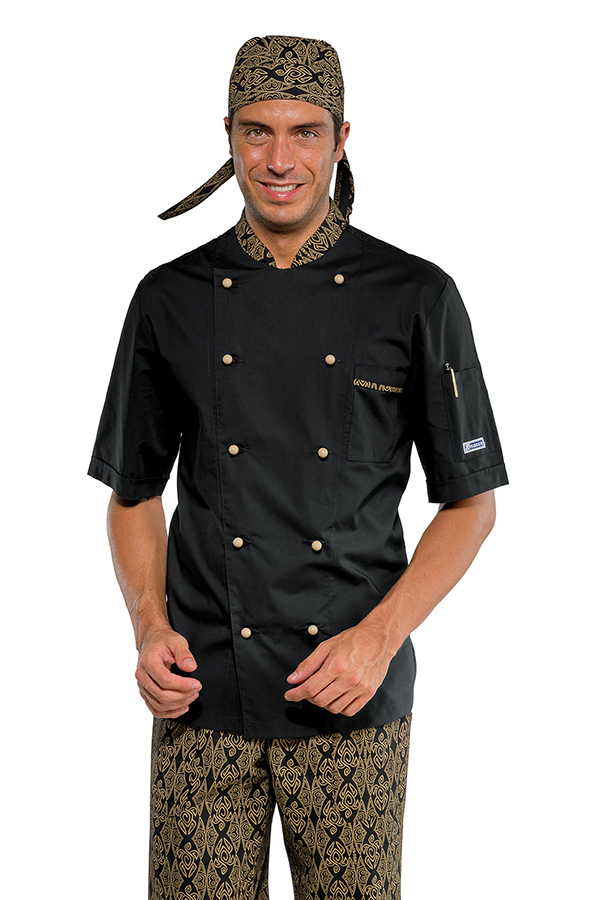GIACCA CUOCO EXTRA LIGHT MEZZA MANICA NERO+MAORI 92 65% POLY