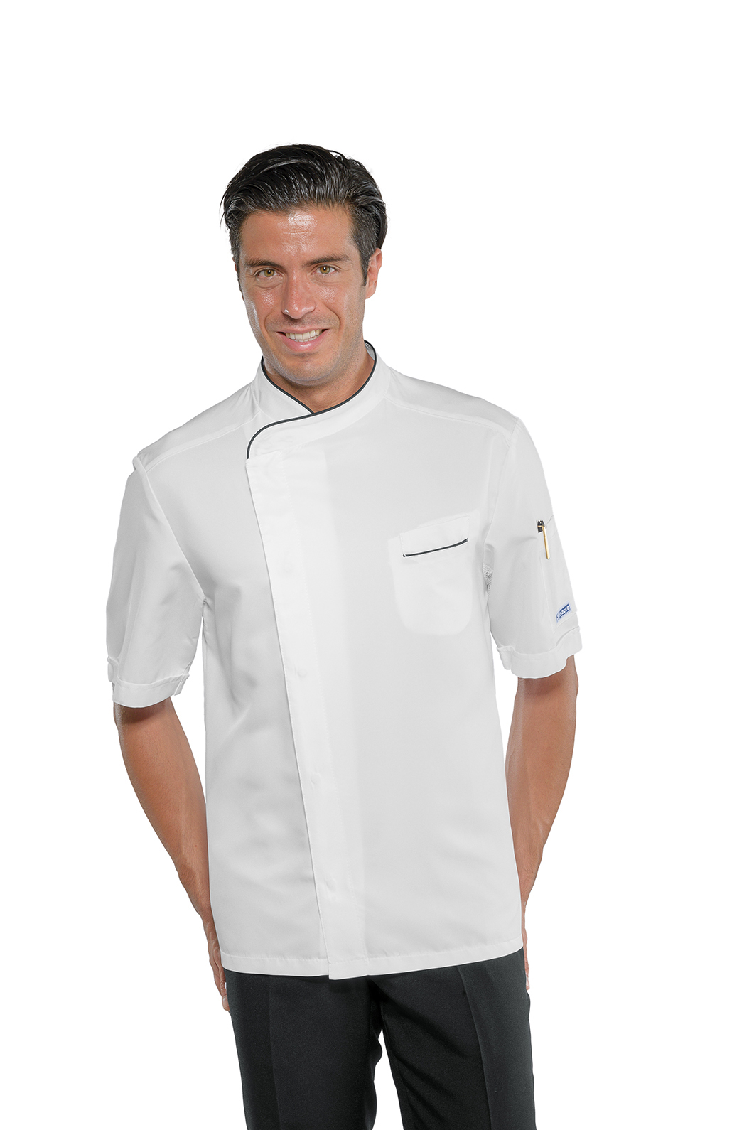 GIACCA CUOCO BILBAO MEZZA MANICA BIANCO+NERO 100% POLYESTER