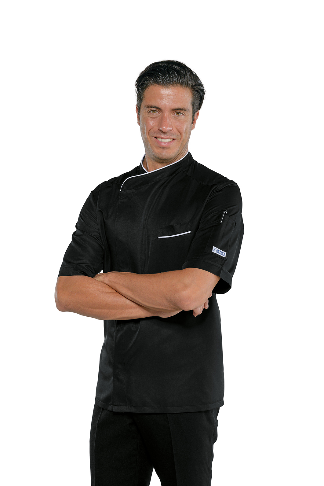 GIACCA CUOCO BILBAO MEZZA MANICA NERO+BIANCO 100% POLYESTER