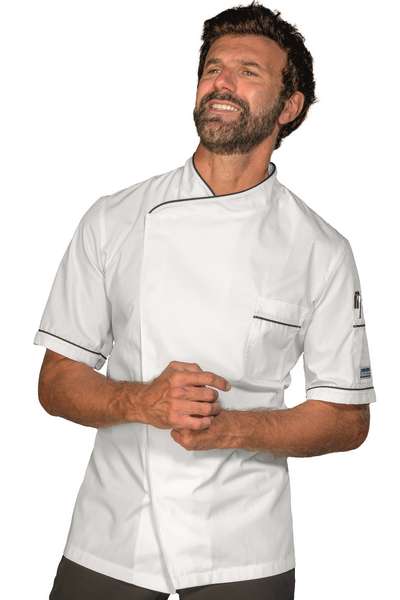 GIACCA CUOCO DUBAI BIANCO + NERO 65% POLYESTER 35% COTTON