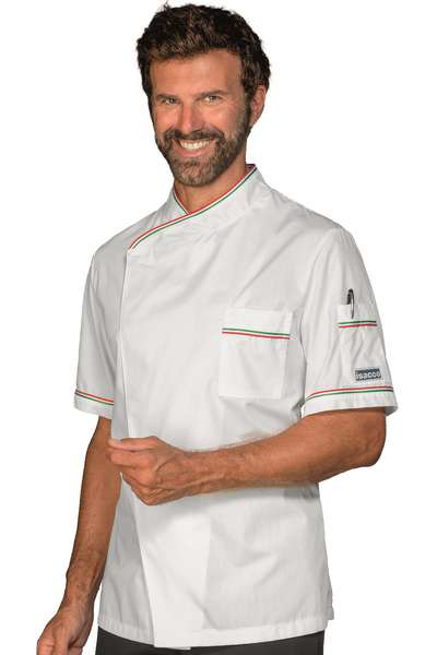 GIACCA CUOCO DUBAI BIANCO + TRICOLORE 65% POLYESTER 35% COTTON