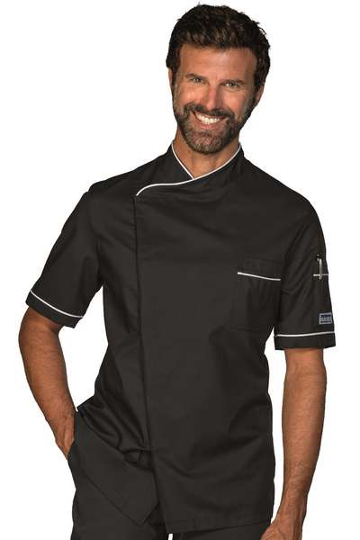 GIACCA CUOCO DUBAI NERO + BIANCO 65% POLYESTER 35% COTTON