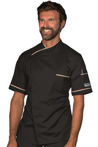 GIACCA CUOCO DUBAI NERO + TRICOLORE 65% POLYESTER 35% COTTON