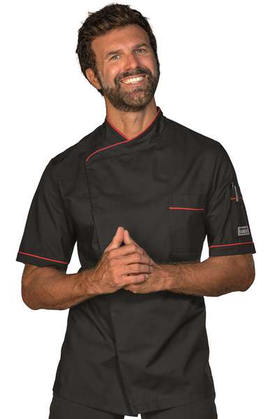 GIACCA CUOCO DUBAI NERO + ROSSO 65% POLYESTER 35% COTTON