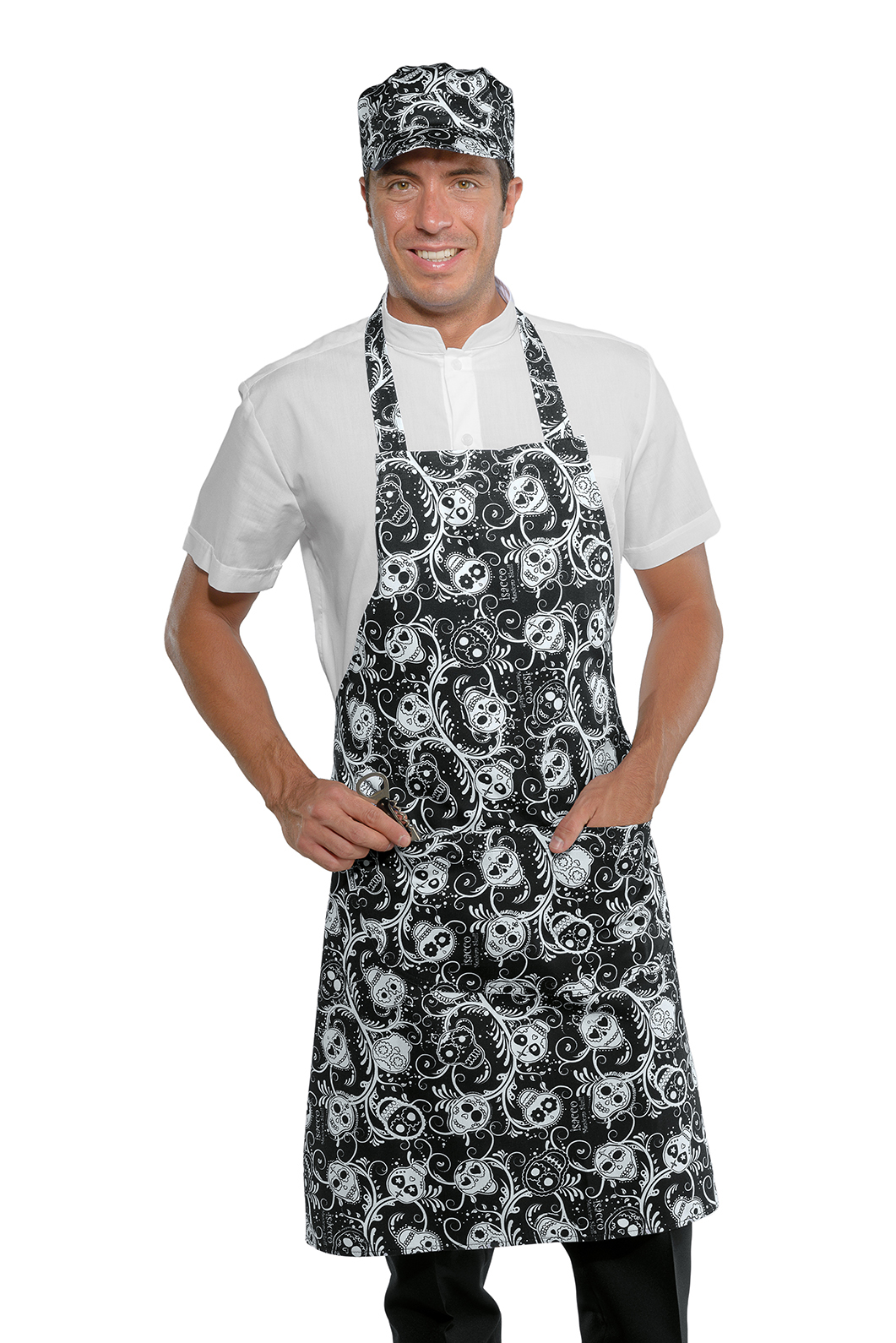 GREMBIULE PETTORINA 70X90 SKULL 12 100 % COTTON