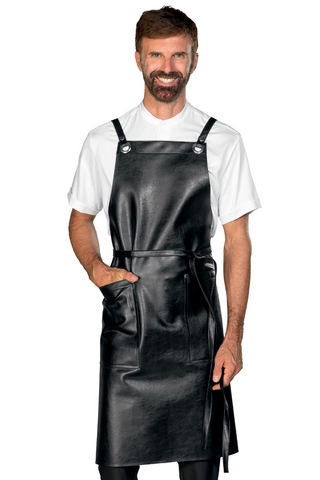 GREMBIULE PETTORINA SHEFFIELD SIMILPELLE NERO 100 % POLYESTER